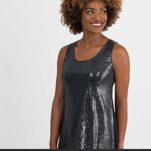 Agnes & Dora Essential Tank Sequin Black Womens Size Small